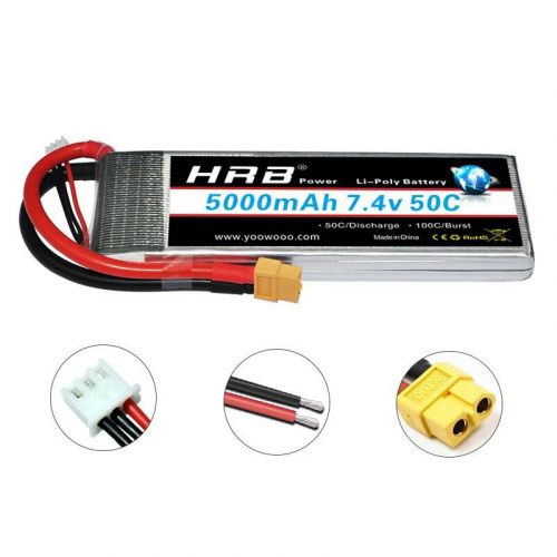 HRB 2S 7.4V 5000mAh LiPo аккумулятор 50C для RC машин, багги, самолётов, дронов