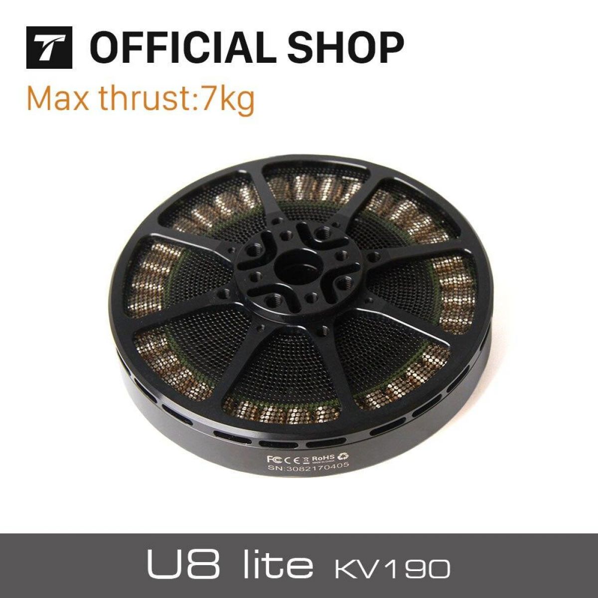 Бесколлекторный мотор T-motor U8 Lite KV190, 7кг тяга, серебристая обмотка, FOC ESC, для UAV квадрокоптера Бесколлекторный мотор T-motor U8 Lite KV190, 7кг тяга, серебристая обмотка, FOC ESC, для UAV квадрокоптера