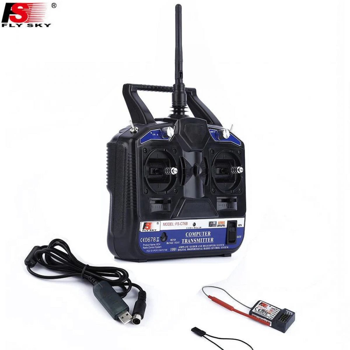 Flysky FS-CT6B 2.4G 6-канальный передатчик AFHDS с приёмником FS-R6B для квадрокоптера и самолёта Flysky FS-CT6B 2.4G 6-канальный передатчик AFHDS с приёмником FS-R6B для квадрокоптера и самолёта