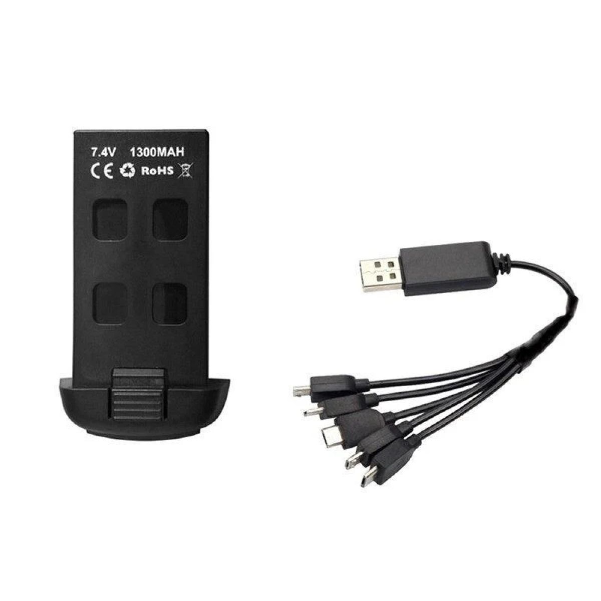 Аккумулятор TERANTY 7.4V 1300mAh и зарядное 5-в-1 для квадрокоптера S166/S167, запасная батарея Аккумулятор TERANTY 7.4V 1300mAh и зарядное 5-в-1 для квадрокоптера S166/S167, запасная батарея