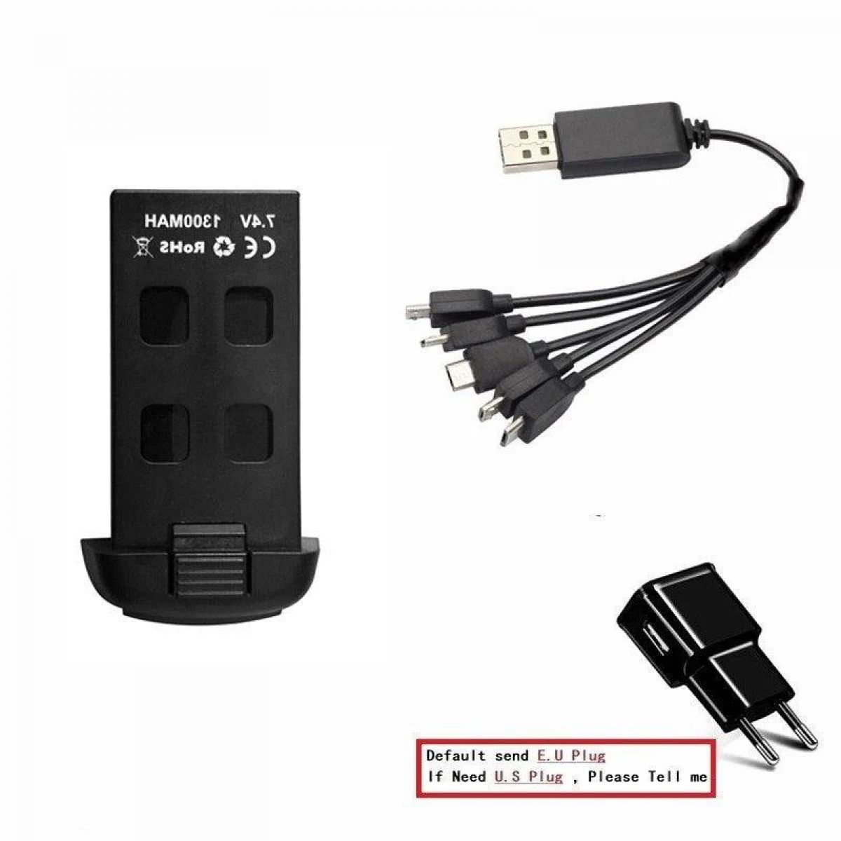 Аккумулятор TERANTY 7.4V 1300mAh и зарядное 5-в-1 для квадрокоптера S166/S167, запасная батарея Аккумулятор TERANTY 7.4V 1300mAh и зарядное 5-в-1 для квадрокоптера S166/S167, запасная батарея