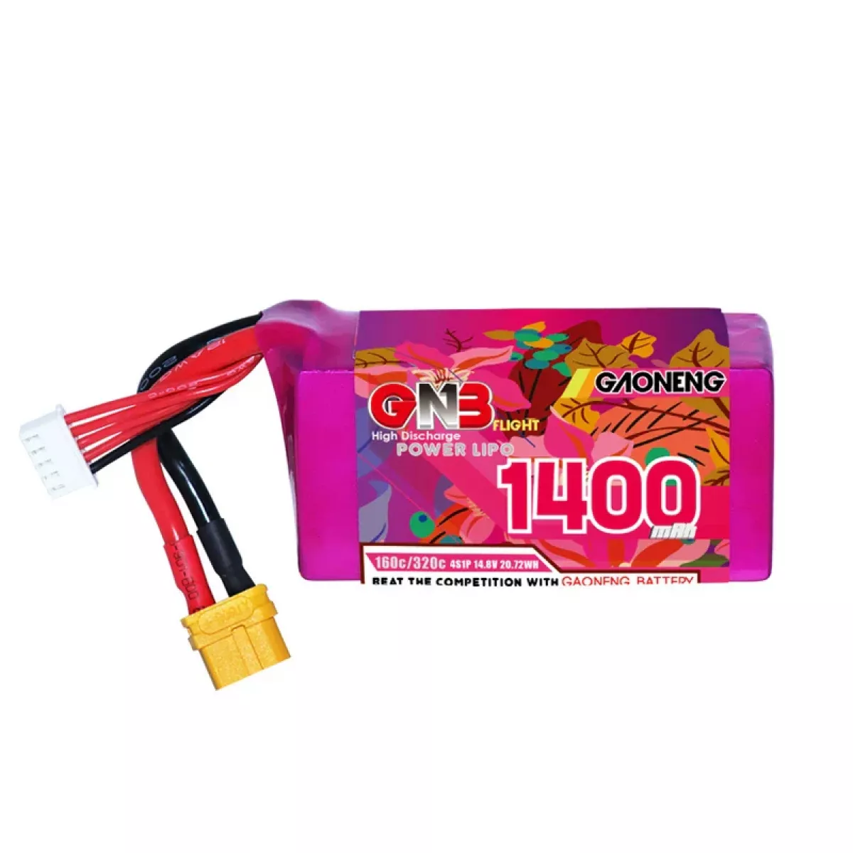 Аккумулятор Lipo GNB 4S 14.8V 1400mAh 160C/320C с разъемом XT60 для дронов Аккумулятор Lipo GNB 4S 14.8V 1400mAh 160C/320C с разъемом XT60 для дронов