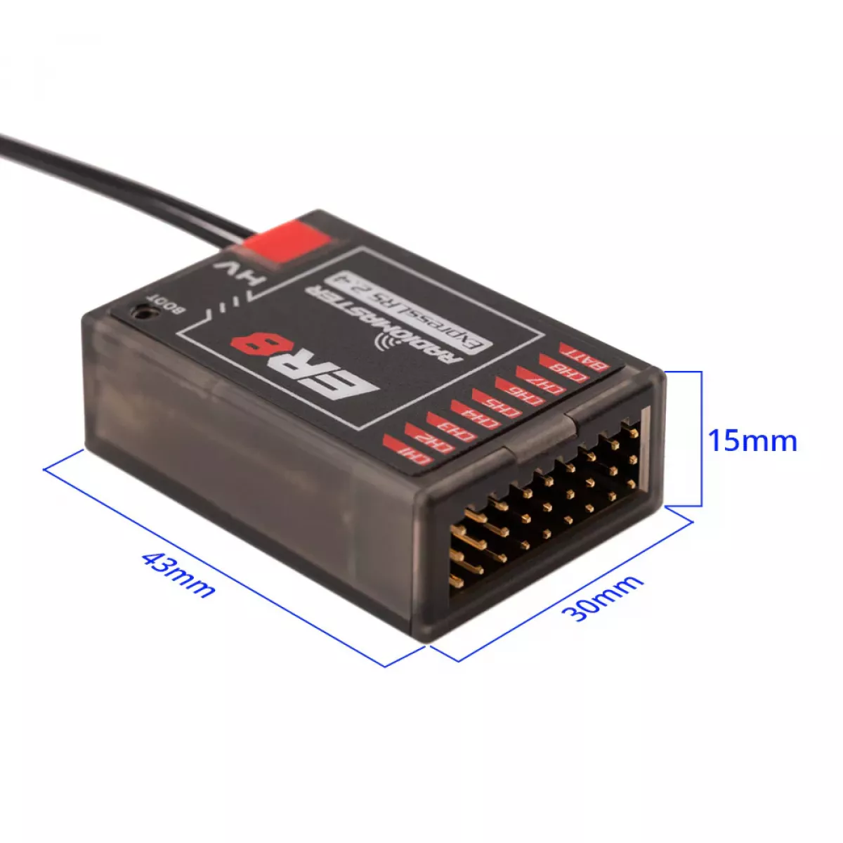 Приёмник RadioMaster ER8 2.4GHz ELRS 100мВт PWM для самолётов и дронов с двумя антеннами Приёмник RadioMaster ER8 2.4GHz ELRS 100мВт PWM для самолётов и дронов с двумя антеннами