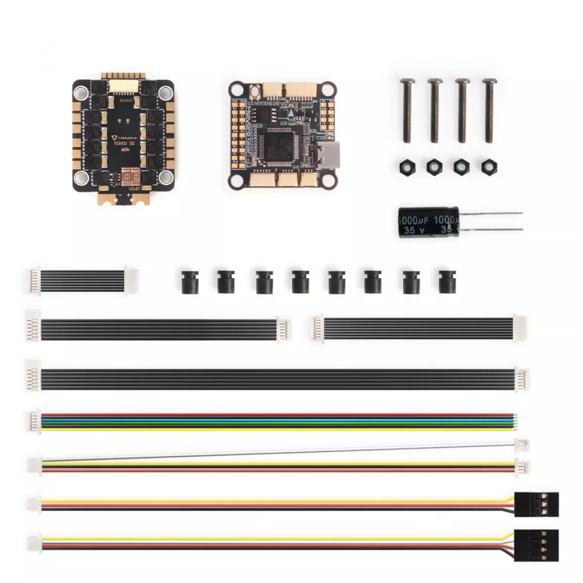 Стек полётного контроллера Holybro Kakute F722 и Tekko32 F4 4в1 50A/60A/65A ESC 8S, DJI HD, AM32/BLHeli32 Стек полётного контроллера Holybro Kakute F722 и Tekko32 F4 4в1 50A/60A/65A ESC 8S, DJI HD, AM32/BLHeli32