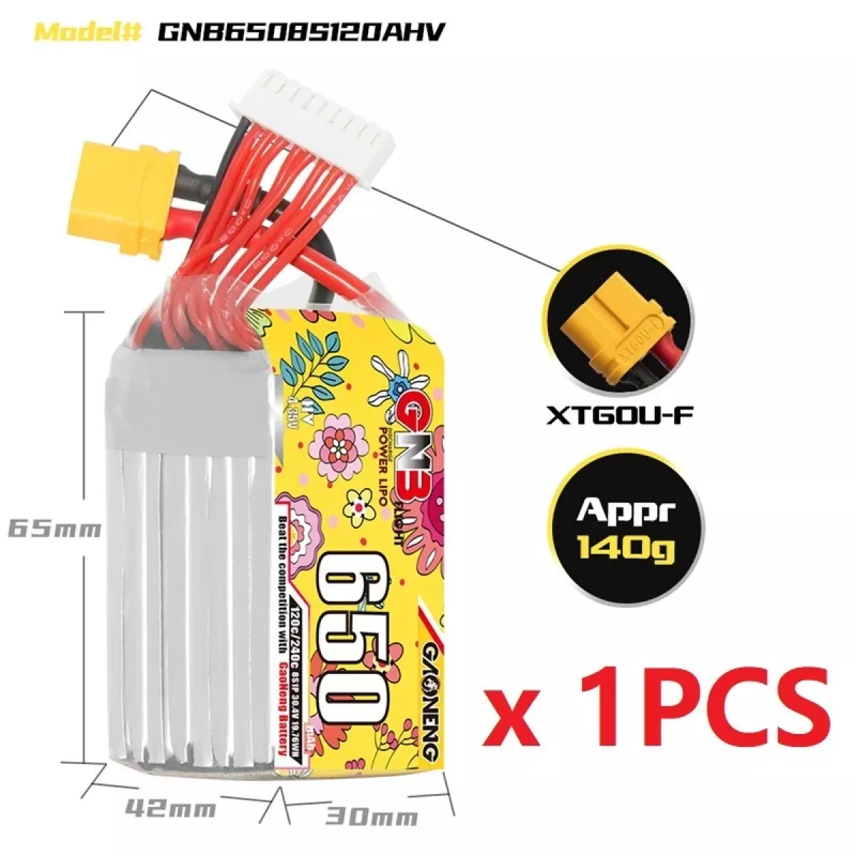 Аккумулятор Gaoneng GNB Lipo 650mAh 120C/240C 2S-8S с разъёмом XT30 для дронов Аккумулятор Gaoneng GNB Lipo 650mAh 120C/240C 2S-8S с разъёмом XT30 для дронов