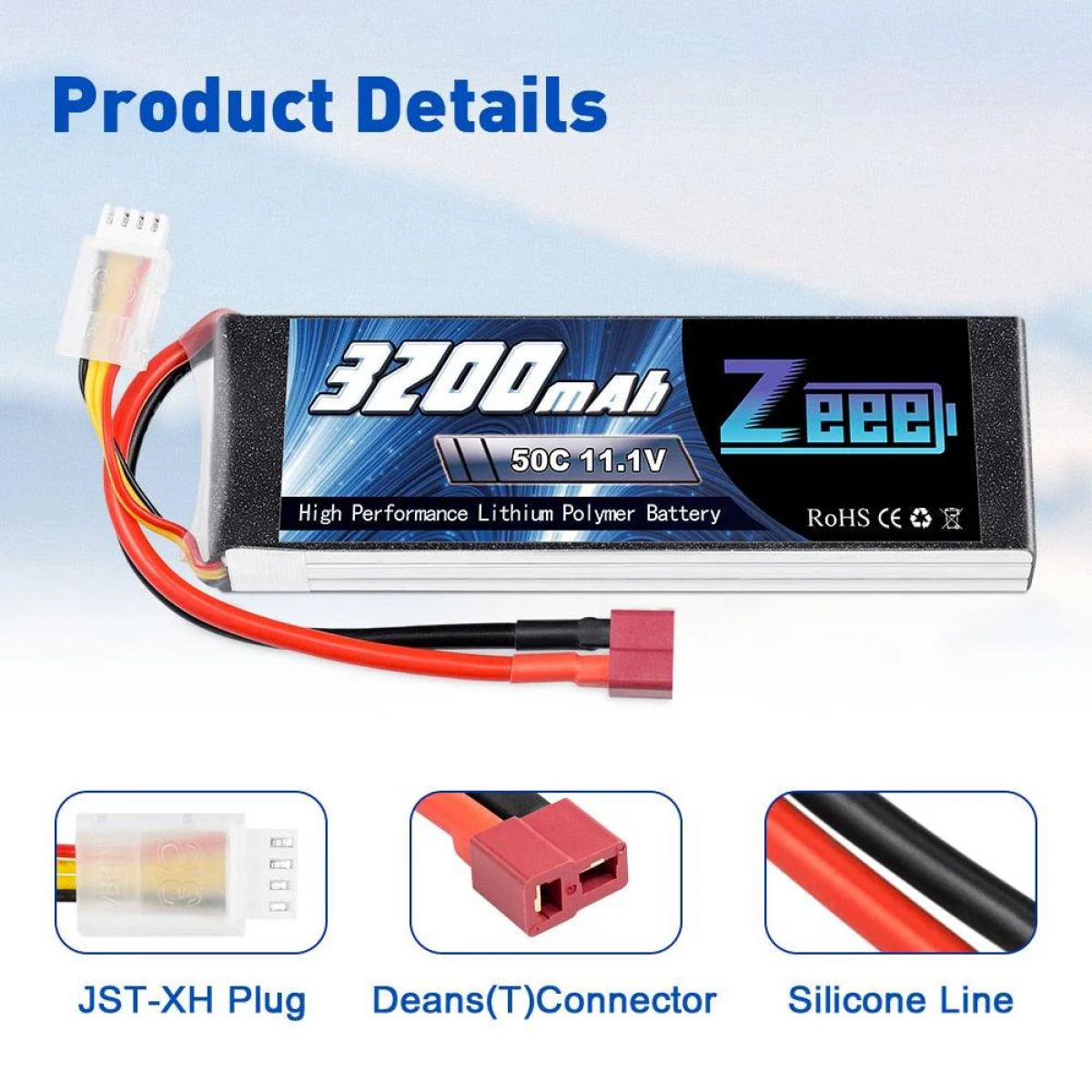 2шт Zeee 11.1V 50C 3200mAh 3S Lipo аккумулятор с разъемом Deans для RC самолётов, авто, лодок 2шт Zeee 11.1V 50C 3200mAh 3S Lipo аккумулятор с разъемом Deans для RC самолётов, авто, лодок
